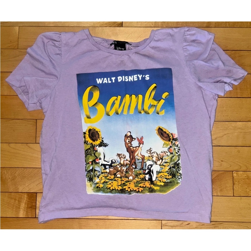 ZARA x DISNEY Bambi Ruffle Short Sleeve Top Lavender Size S